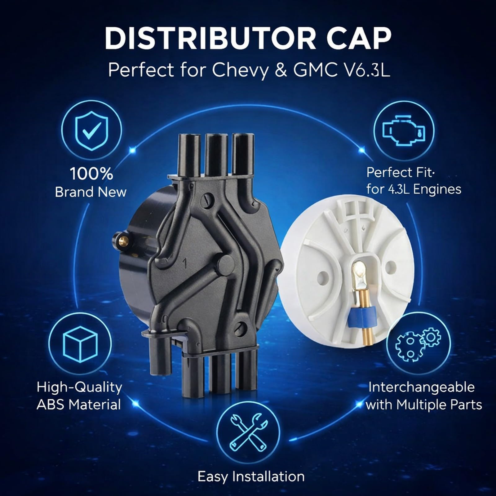 Kit Capitolo Spinterogeno e Rotore Auto per Astro Blazer Express 4.3L V6 - Alta Stabilità Meccanica, Resistenza alla Corrosione, Sostituzione Diretta
