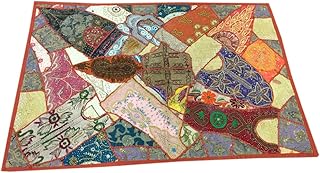 Mogul Interior Indian Decorative Vintage Style Tapestry Blue Patchwork Wall Hanging Home Decor