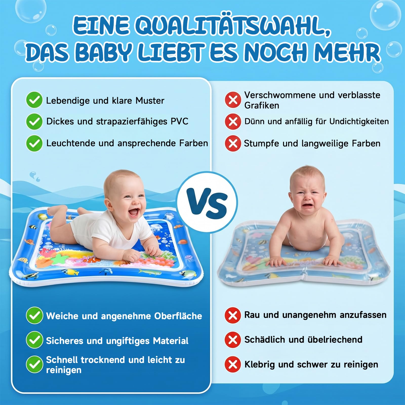 Wassermatte Baby,Wassers-pielmatte Ba-by,Spielmatte Bab-y,Ba-by Wasse-rmatte,Wassermatte B-aby Bpa Frei,Krabbeldecke fürB-aby,Bab-y Sensorisches Entwicklung Ausbildung SpielmatteBaby für 3 6 9Monate - 5