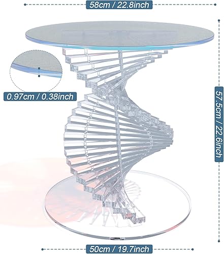 Miniatura 2 de Mesa auxiliar acrílica, mesa auxiliar transparente en espiral de ADN, mesa auxiliar moderna y única, decoración iridiscente, mesa de centro funky