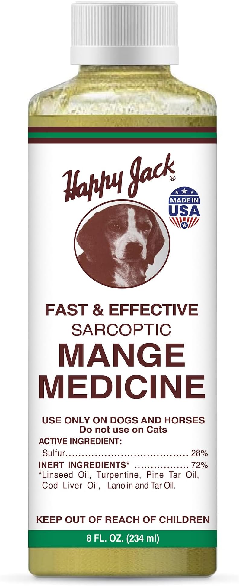HAPPY JACK Mange Medicine & Treatment for Dogs & Horses - Brings Soothing Itch Relief to Severe Mange, Fungi, Allergies, Eczema & Most Dog Skin Irritation (8 oz)