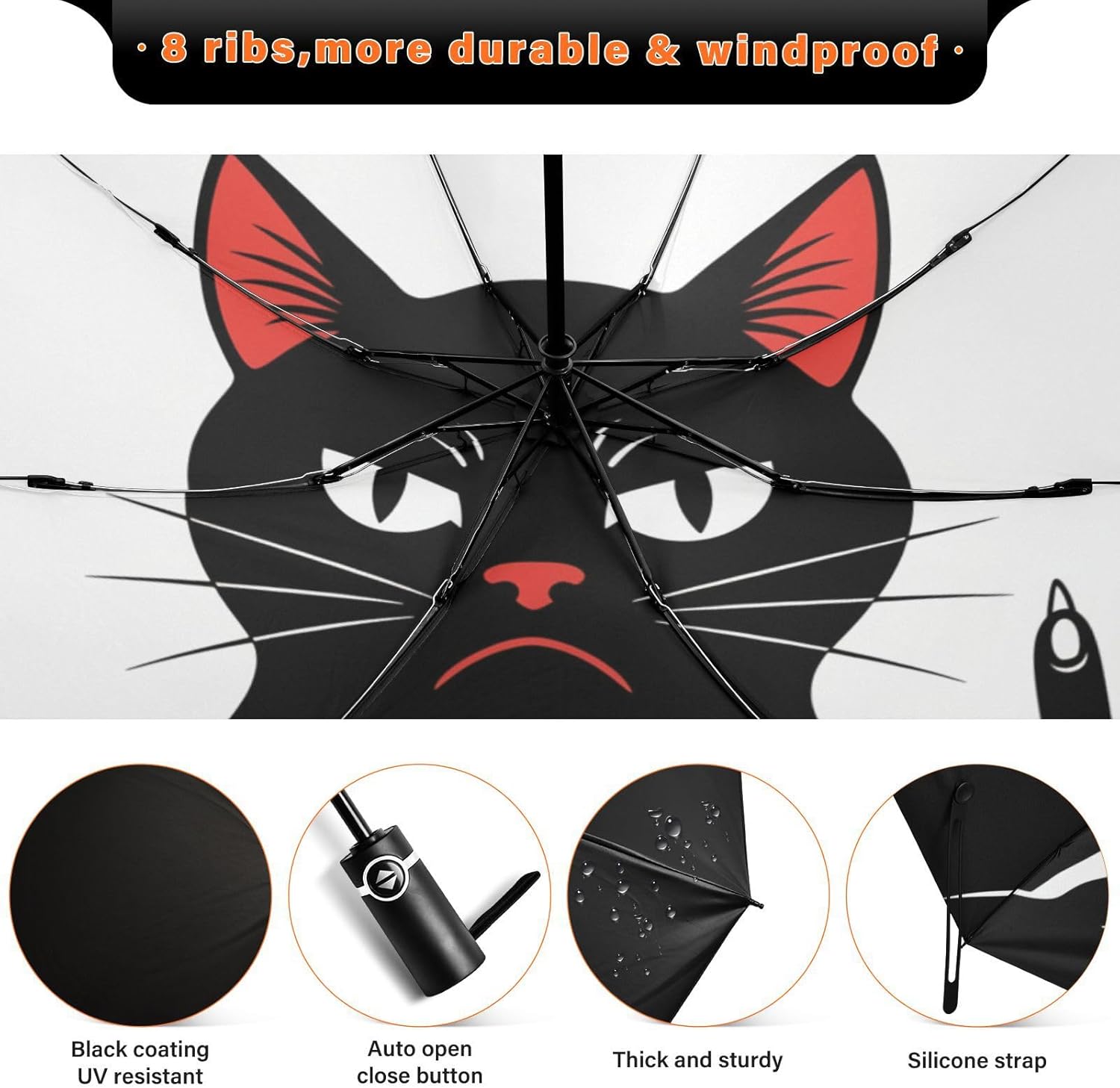 JIPONI Windproof Travel Umbrellas 02 - Large Compact Umbrella for Rain & Sun, Automatic Anti-UV Protection and Light Folding for Backpack & Car