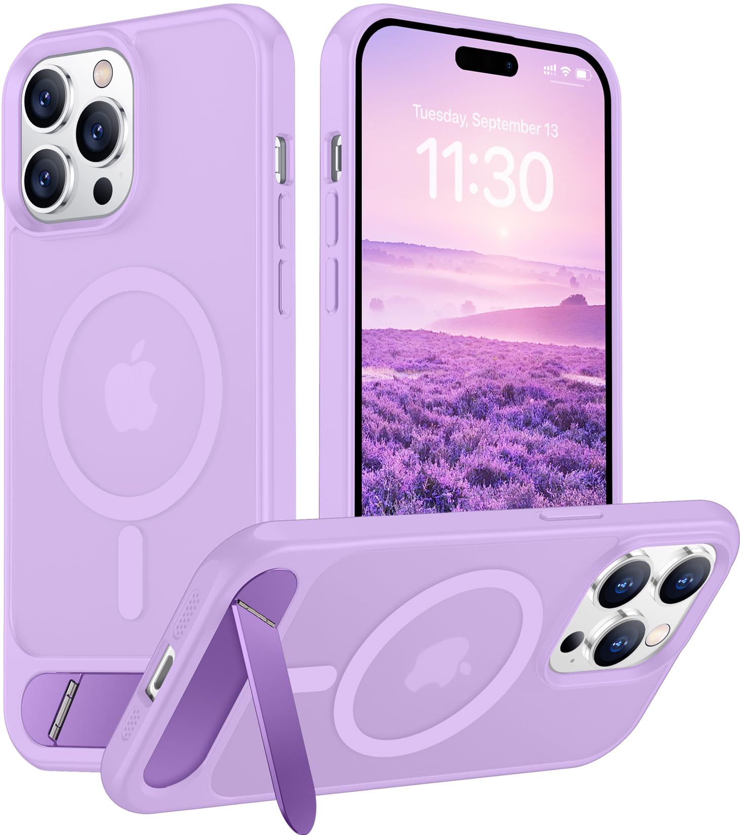 Temdan Magnetic Compatible with iPhone 14 Pro Case, [Built-in Invisible Kickstand][Compatible with MagSafe] [Military Grade Shockproof] Slim Translucent Matte Phone Case for iPhone 14 Pro 6.1"