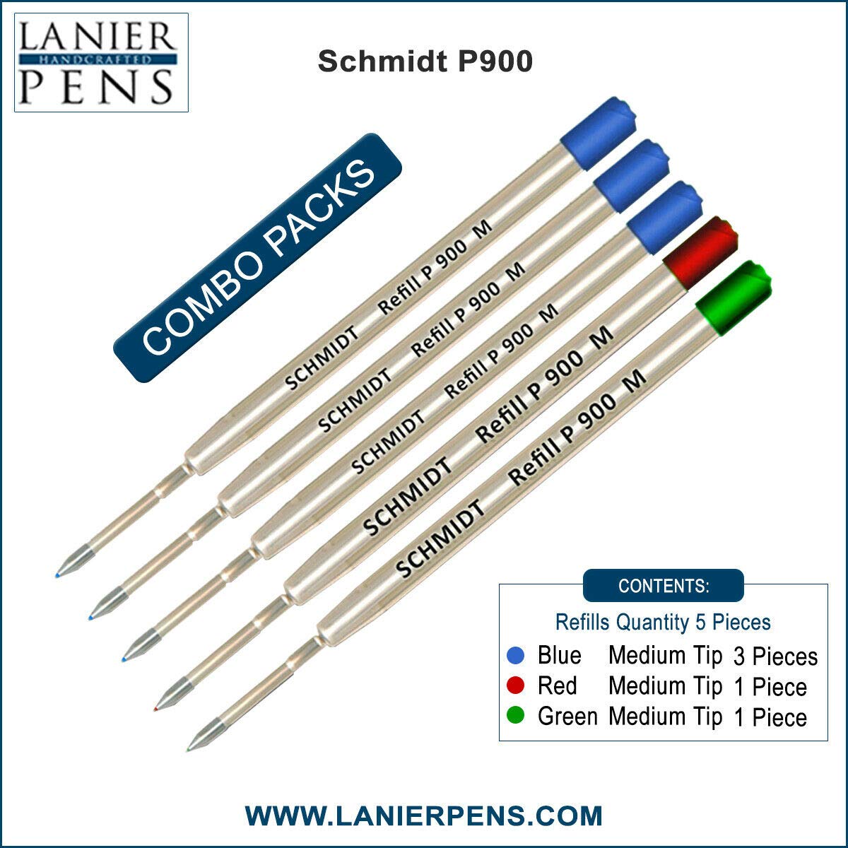 Ridge Pen Refill Schmidt P900 Ballpoint Pen Refills - Pack Of 3 Parker Style Refills In Purple, Magenta, Turquoise German Pen Refills