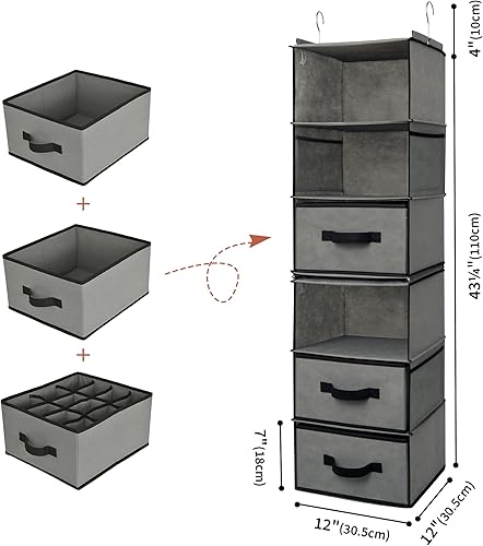Miniatura 3 de GRANNY SAYS Organizador Colgante de Armario de 6 Estantes, Separable en 2 Paquetes de 3 Estantes, Organización y Almacenamiento de Armario con 3