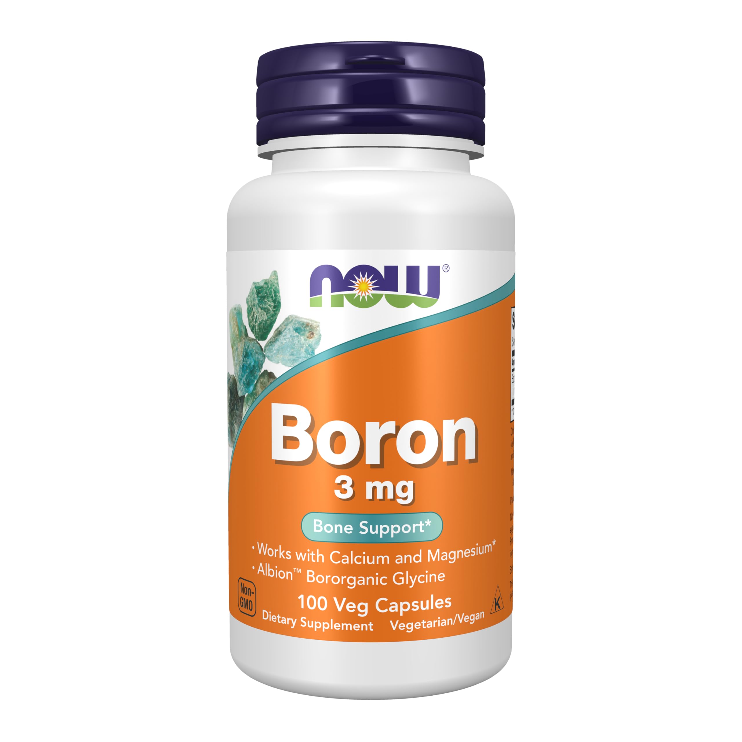 NOW Foods Supplements, Boron 3 mg (Bororganic Glycine), Structural Support*, 100 Veg Capsules
