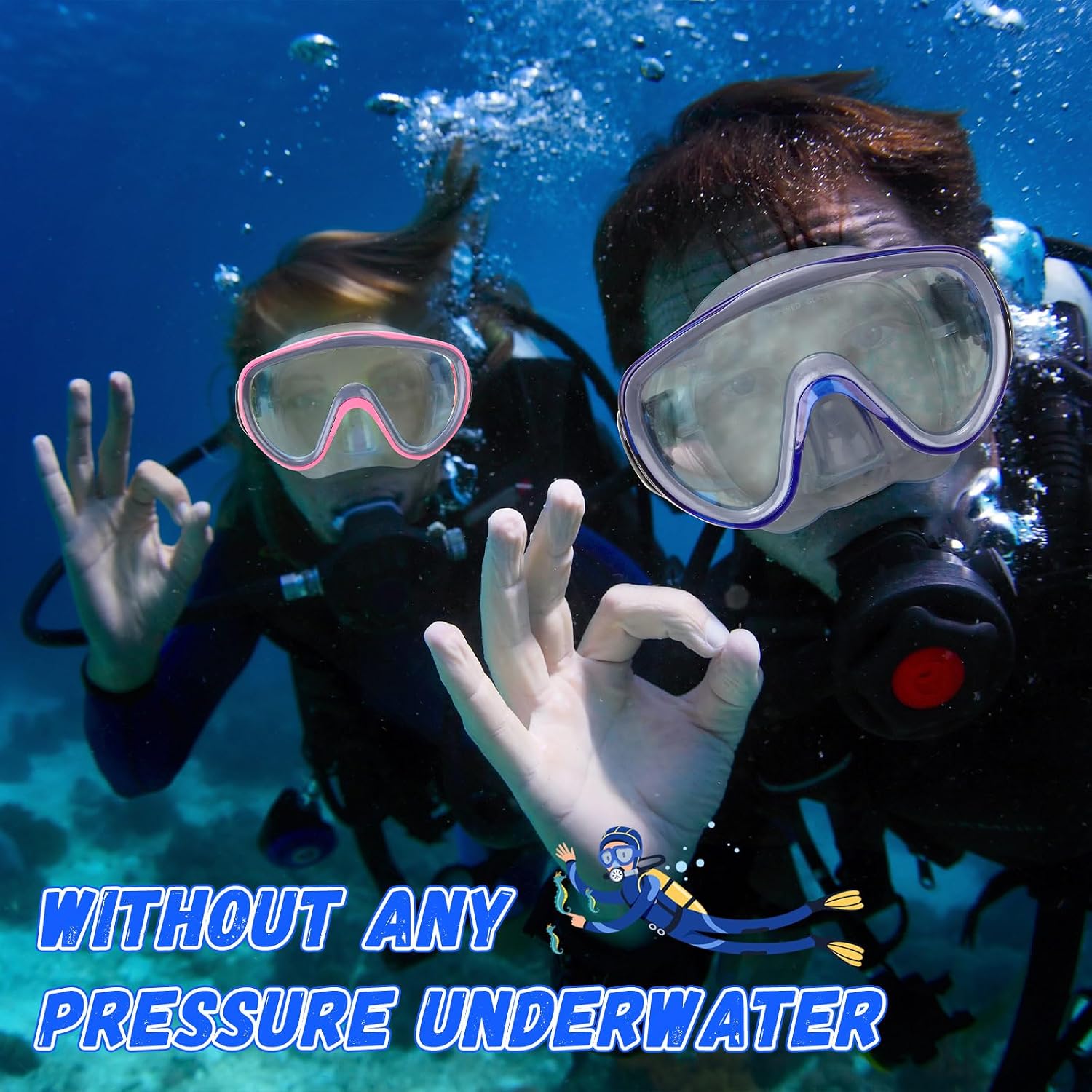 Relaxweex 6 Pack Adult Swim Goggles with Nose Cover for Adult-Snorkel Diving Mask Elastic Strap, Tempered Glass Scuba Mask, Waterproof Clear Diving Snorkel Goggle