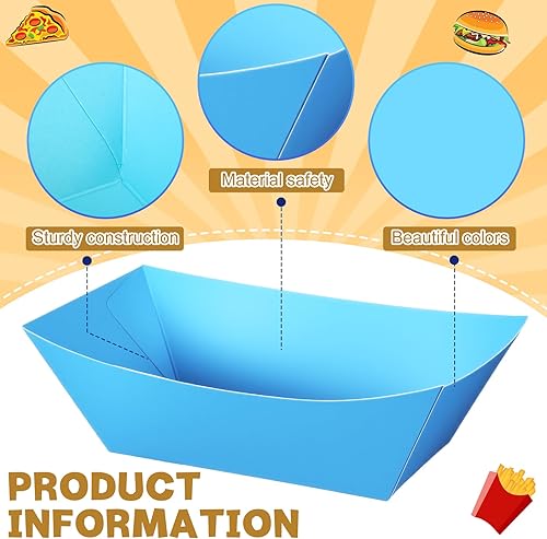 Miniatura 10 de 200 unidades de papel para barcos de comida desechable, bandejas de comida rápida para nachos, resistentes a la grasa, bandeja desechable de cartón