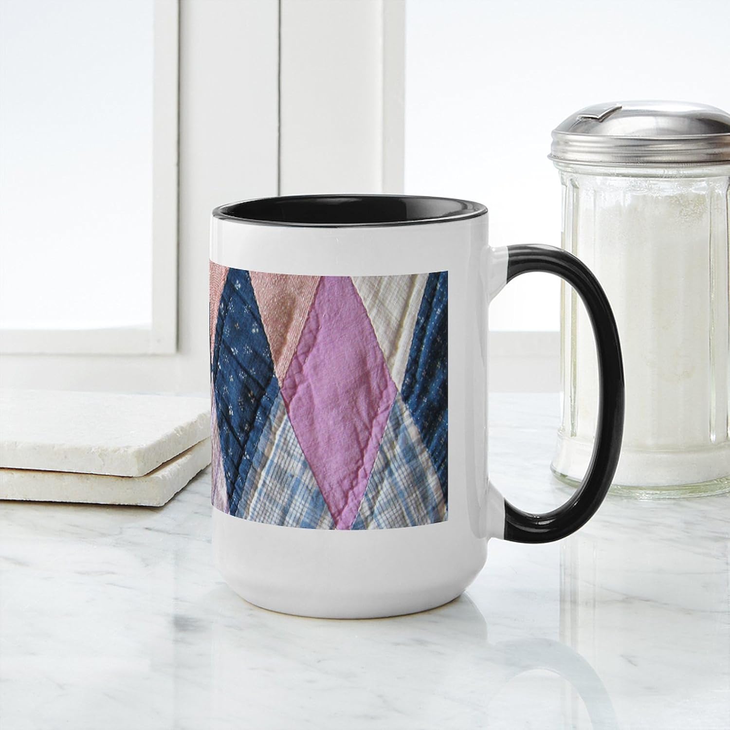 CafePress Vintage Amish Quilt Large Mug 15 oz (444 ml) Ceramic Coffee Mug