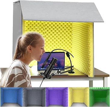 Portable Vocal Recording Booth Soundproof Box Booth Vocal Booth, Isolation Booth Box for Home Studio, Foldable Recording Vocal Booth Grays