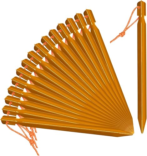 Grassman Paquete de 16 estacas para tienda de campaña, estacas de aluminio 7075, clavijas de tierra ligeras y resistentes, estacas de metal