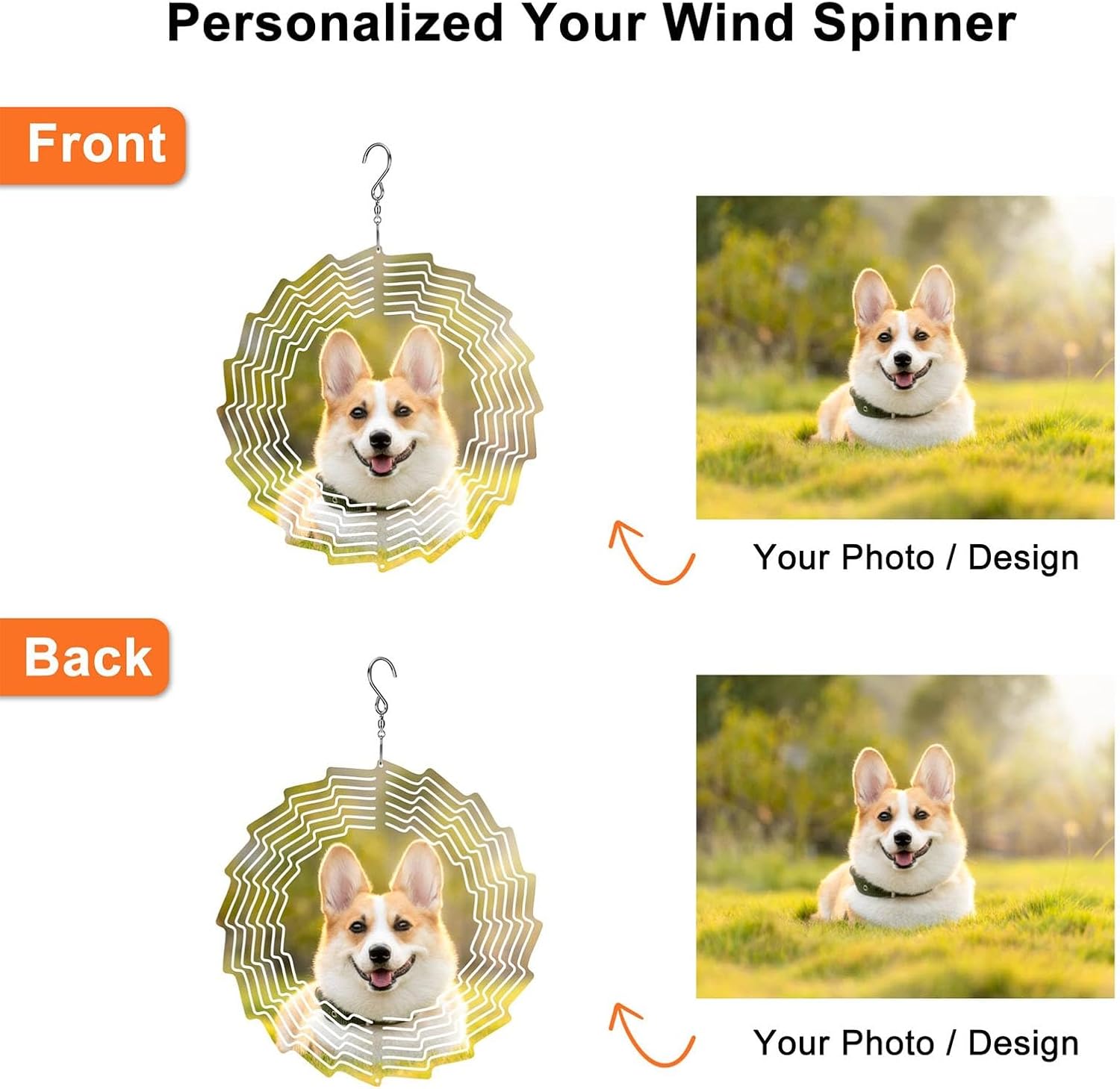 Generic Wind Spinner Hanging Sublimation Wind Spinner Blanks, Metal Double Sided Sublimation Wind Sculptures and Weather Vane Decor for Yard Garden (Size : 10 * 10in), EDMFMDFAD-RUY041802C1