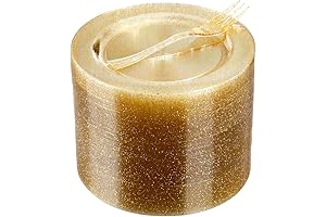 WELLIFE 120 Guests Gold Glitter Plastic Plates and Dessert Forks: Exceptional Elegance for Special Occasions