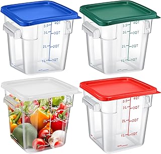 Maxcheck 4 Pcs 4qt Food Storage Container with Lids Bulk Clear Commercial Food Storage Bins with Sca