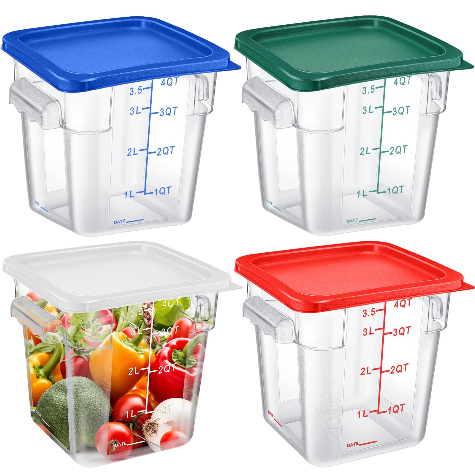 Maxcheck 4 Pack 4 Quart Food Storage Containers