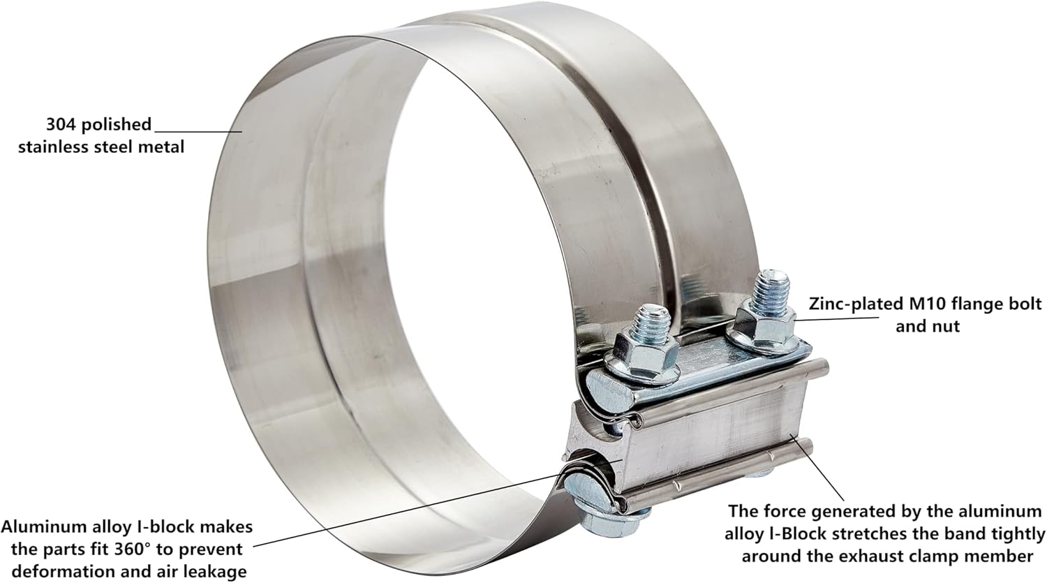 4PCS 6" Lap Joint Band Clamps,Exhaust Muffler Clamp, Exhaust Pipe Clamps preformed Stainless Steel