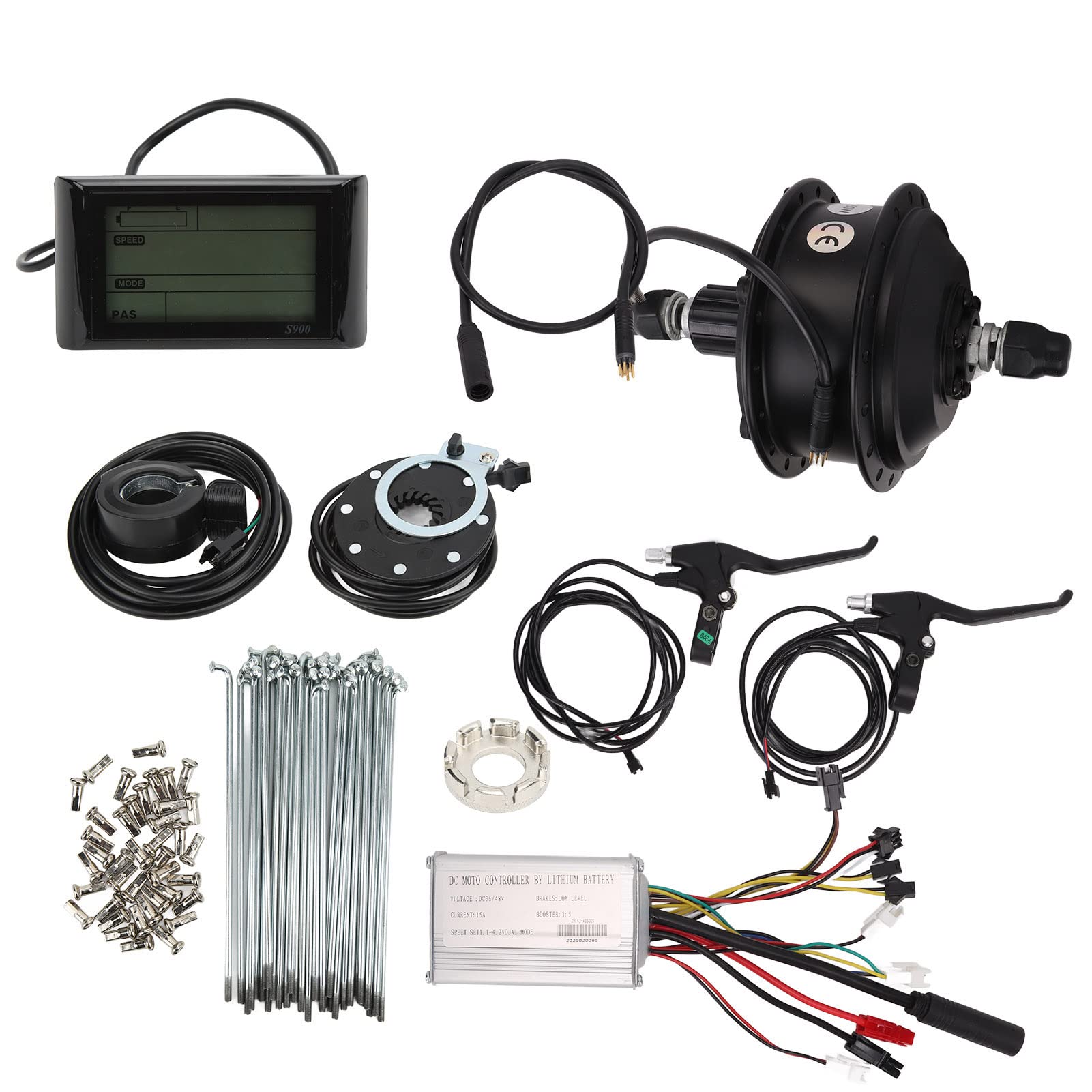 48 V 250W Elektrofahrrad Heckantrieb Schwungradmotor Kit mit Controller S900 Meter Shifter Assist Sensor Bremsgriff für DIY Elektrobikes -Roller (Für 