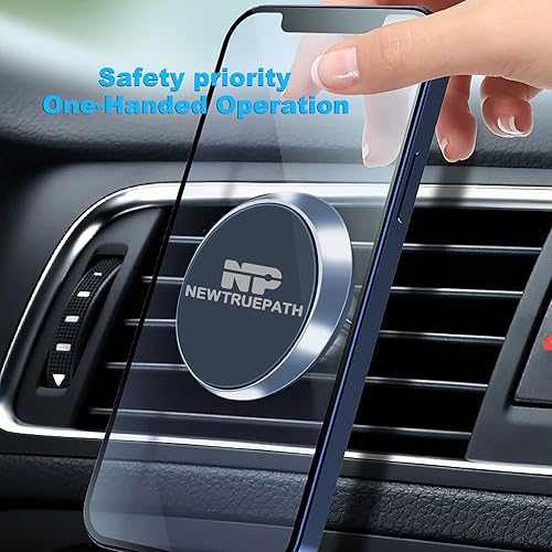 Miniatura 7 de Soporte magnético de aluminio ultra fuerte para teléfono para automóvil paquete de 2 - Soporte universal de ventilación de aire con 4 placas de