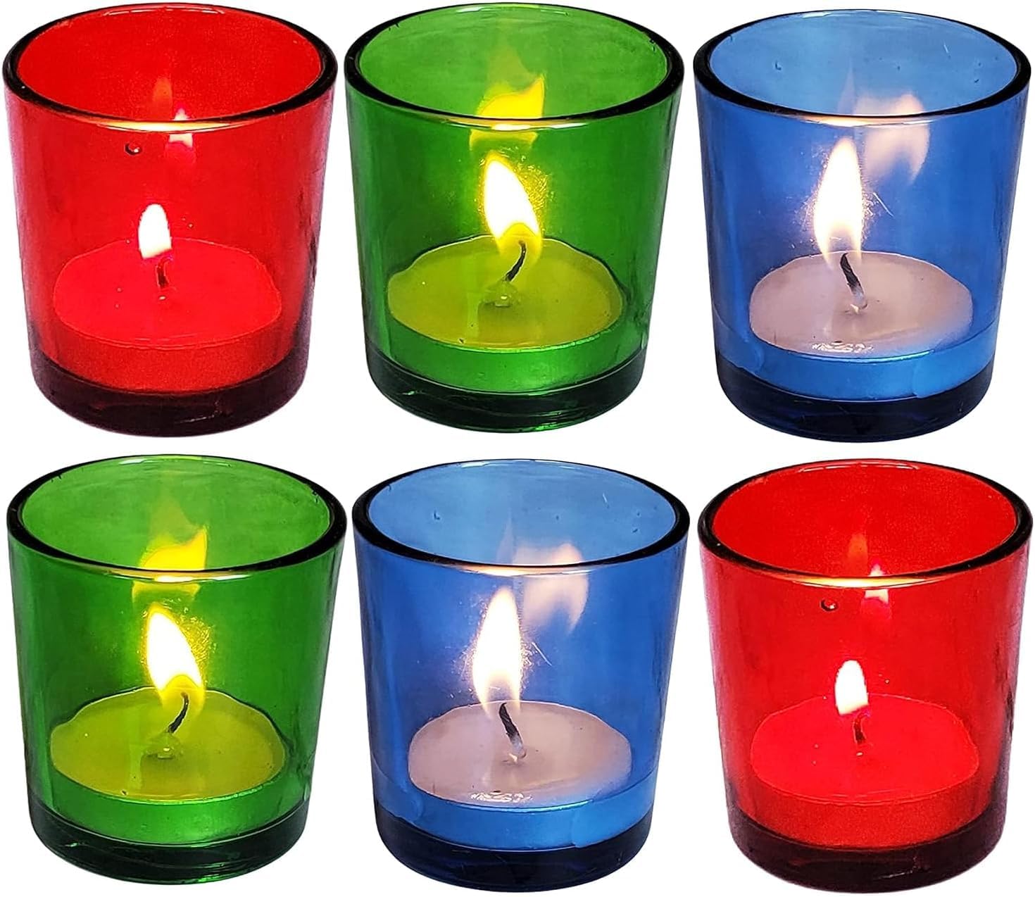 Portavelas votivas de cristal multicolor, decoración de mesa auxiliar, paquete de 6