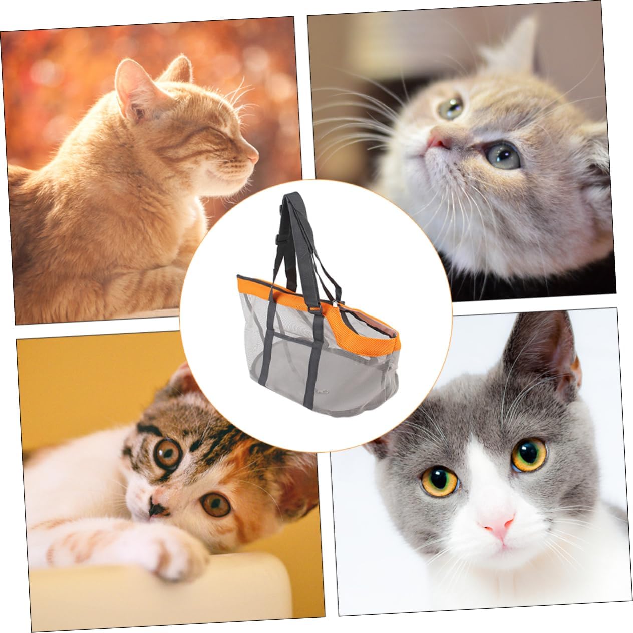 Breathable Mesh Pet Carrier Bag Large Soft-Sided Dog Cat Travel Tote with Head Out Opening Lightweight Portable Pet Outing Handbag 17.3X9.8X9 in