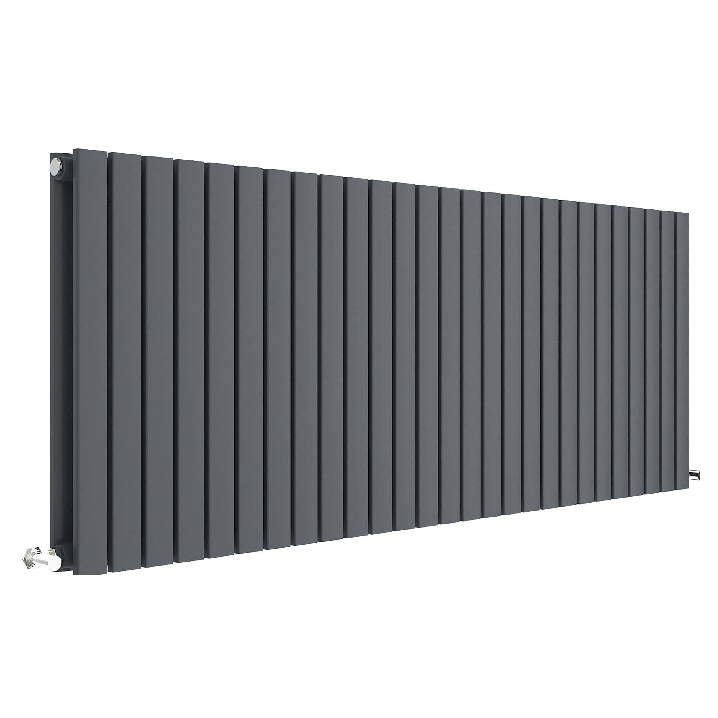 Balterley Grey Horizontal Double Panel Radiator, Anthracite Radiators, Vertical Square Panel Radiator, Central Heating Radiators For Bathroom, Kitchen - 1572Mm X 600Mm, 5589 Btu (Anthracite)