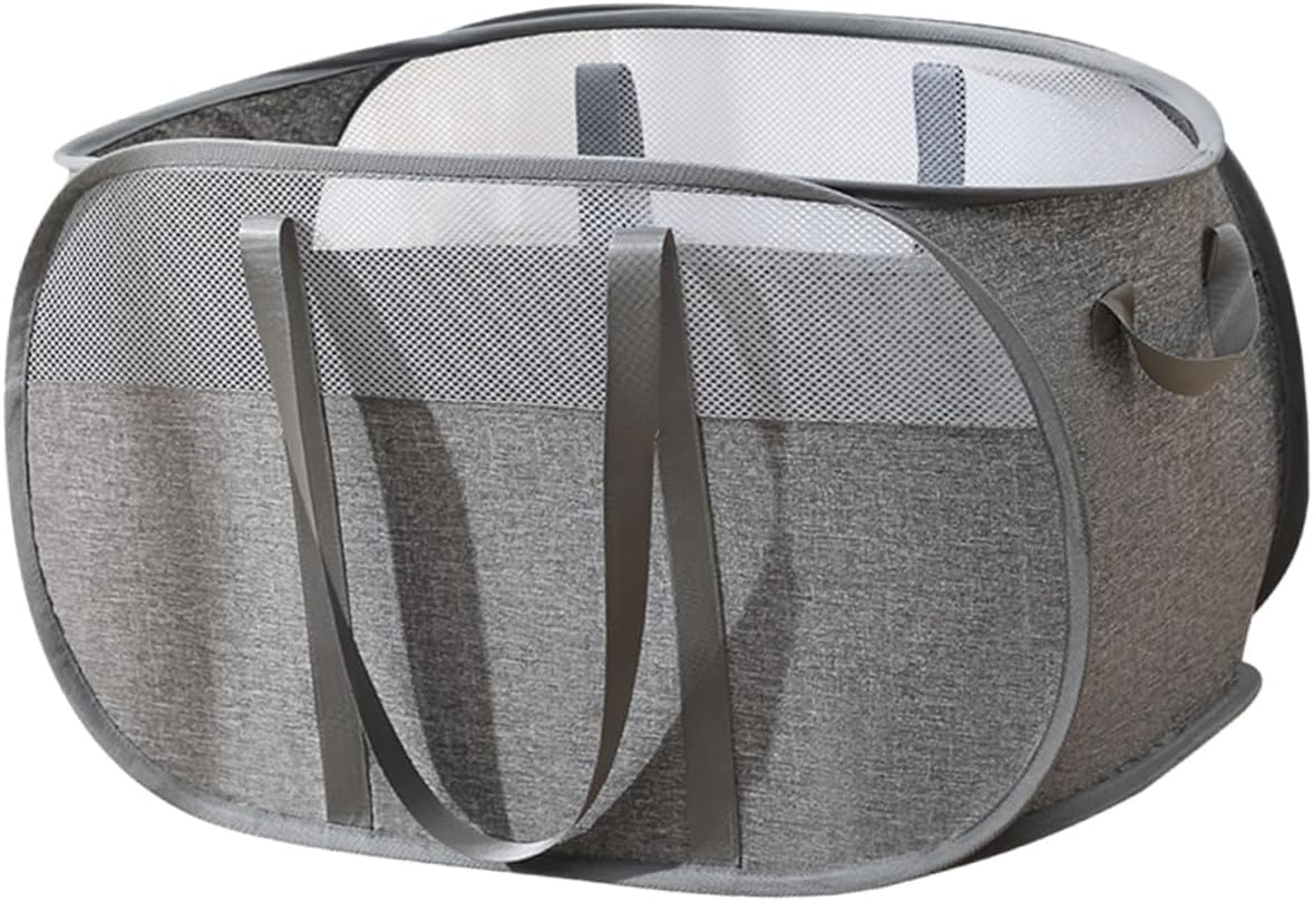 Portable Foldable Laundry Basket Large Capacity Sundries Storage Hamper for Bedroom Bathroom Easy Carry Cloth Hamper Organizer for Dirty Clothes and Household Items Gray