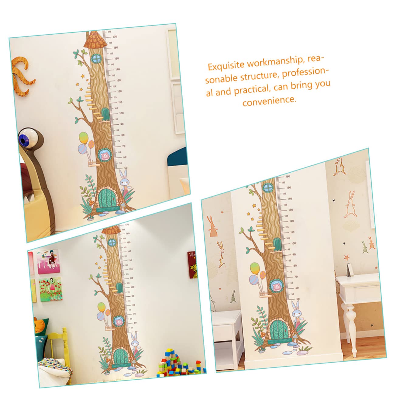 3D Self-Adhesive Height Growth Chart for Boys and Girls Accurate Measurement Wall Sticker for Home Decor 1 Sheet
