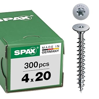 SPAX Rear wall Screw Without Lens 4.0 x 20 Torx 20 Wirox Silver Contents 300 Pieces