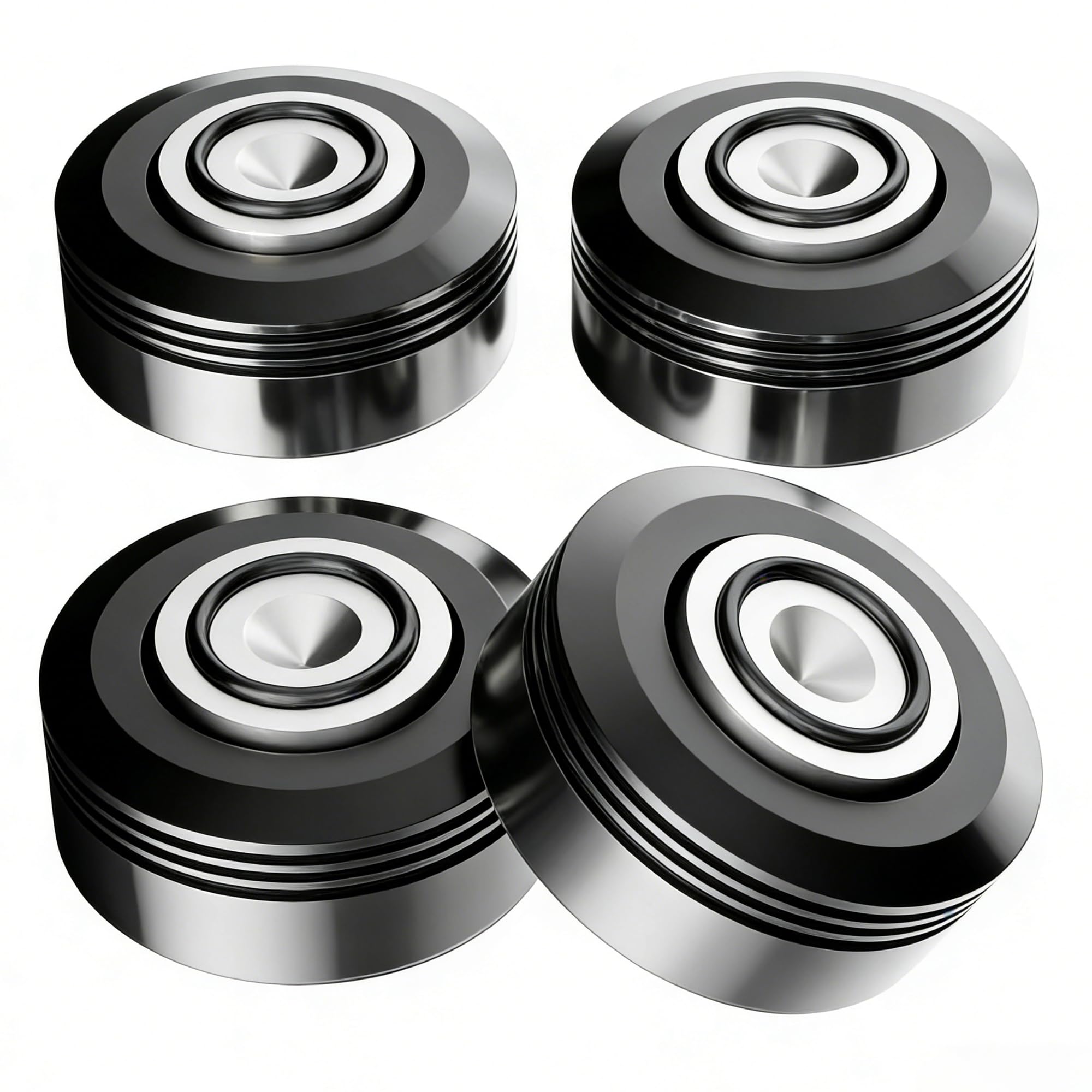 Monosaudio SP5020 Hi-Fi-Isolationsfüße (4er-Set), Schwingungsdämpfer aus Aluminium und Edelstahl, Stoßdämpfer für Verstärker, Plattenspieler und Subwoofer – Schwarz