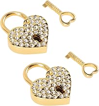 DOITOOL 6 peças coração strass mini cadeado chave de strass mini cadeado de metal caixa de armazenamento de cristal cadeado pequeno cadeado com chave Love Lock com chaves coração cadeado com chaves amor cadeado liga