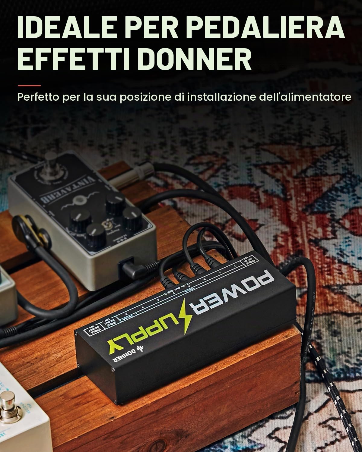 MELARQT Donner Dp-1 - Alimentatore di rete per chitarra (10 uscite DC isolate) per 9 V/12 V/18 V