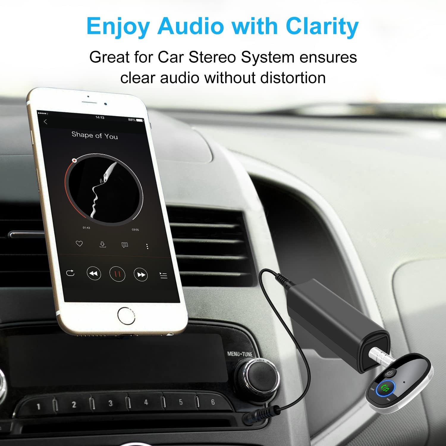 Friencity Ground Loop Filter Noise Isolator with 3.5mm (1/8”) Audio Cable for Car Audio/Home Stereo System, Eliminate Humming and Buzzing Noises Completely