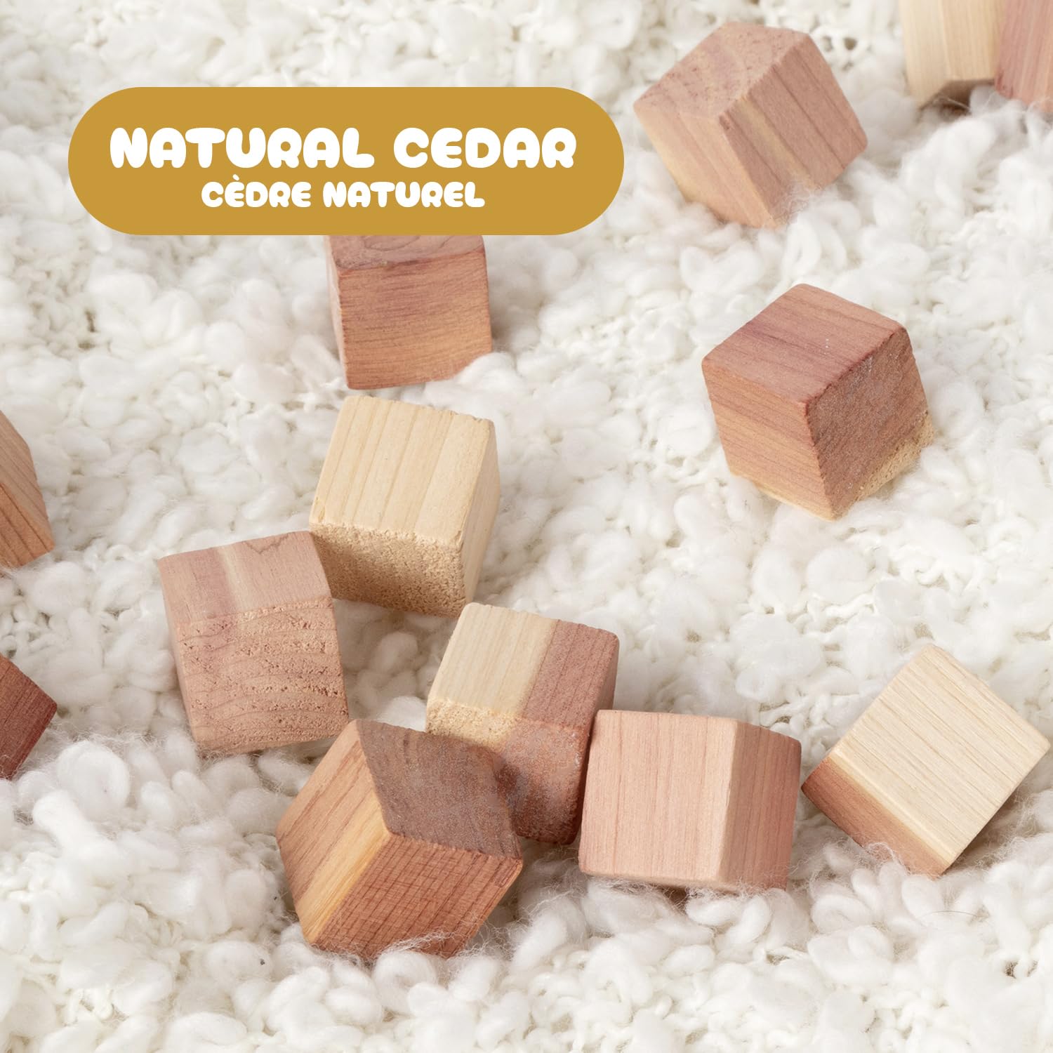 Lot 16 x Cubes antimites en cèdre Naturel, 2 x 2 x H 2 cm