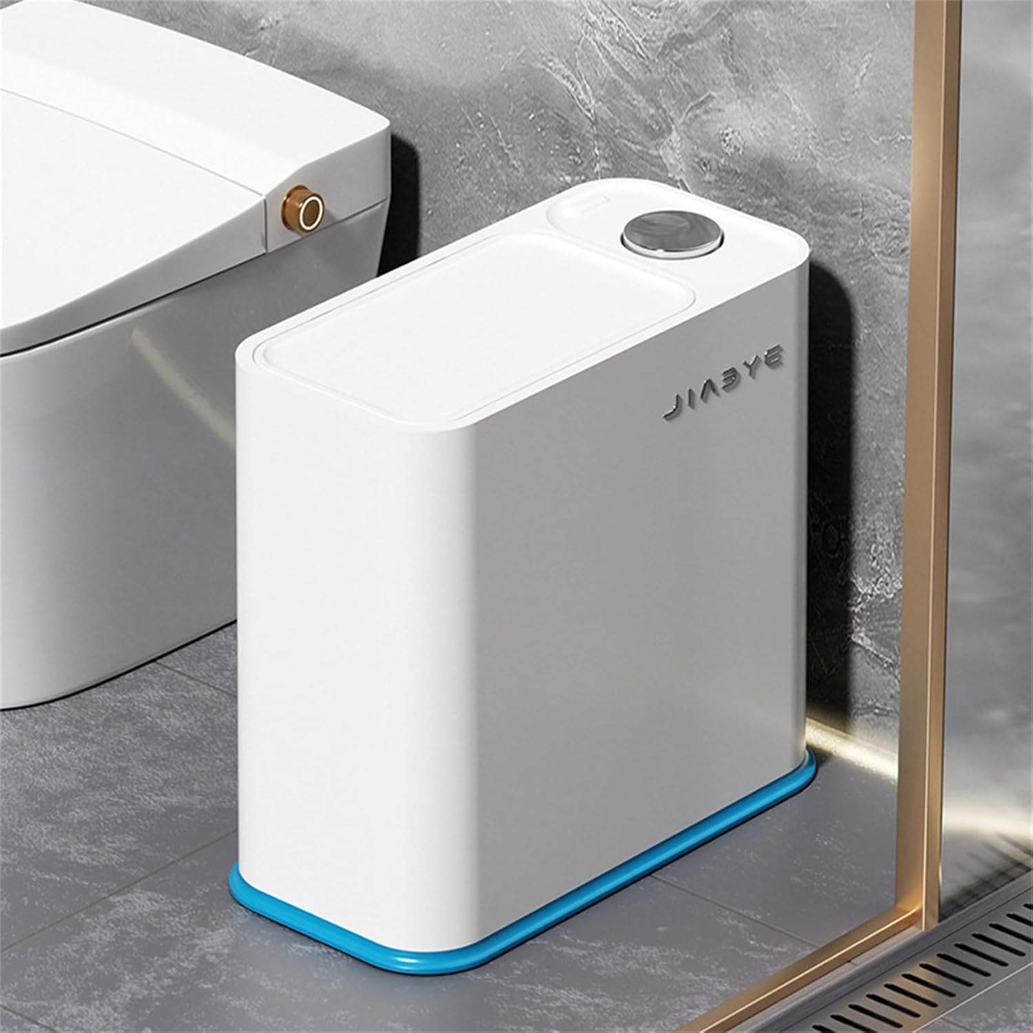 Trash Bin with Easy Press Lid Fashionable Garbage Can Push Top Waste Bin Bathroom Storage Bucket for Any Room