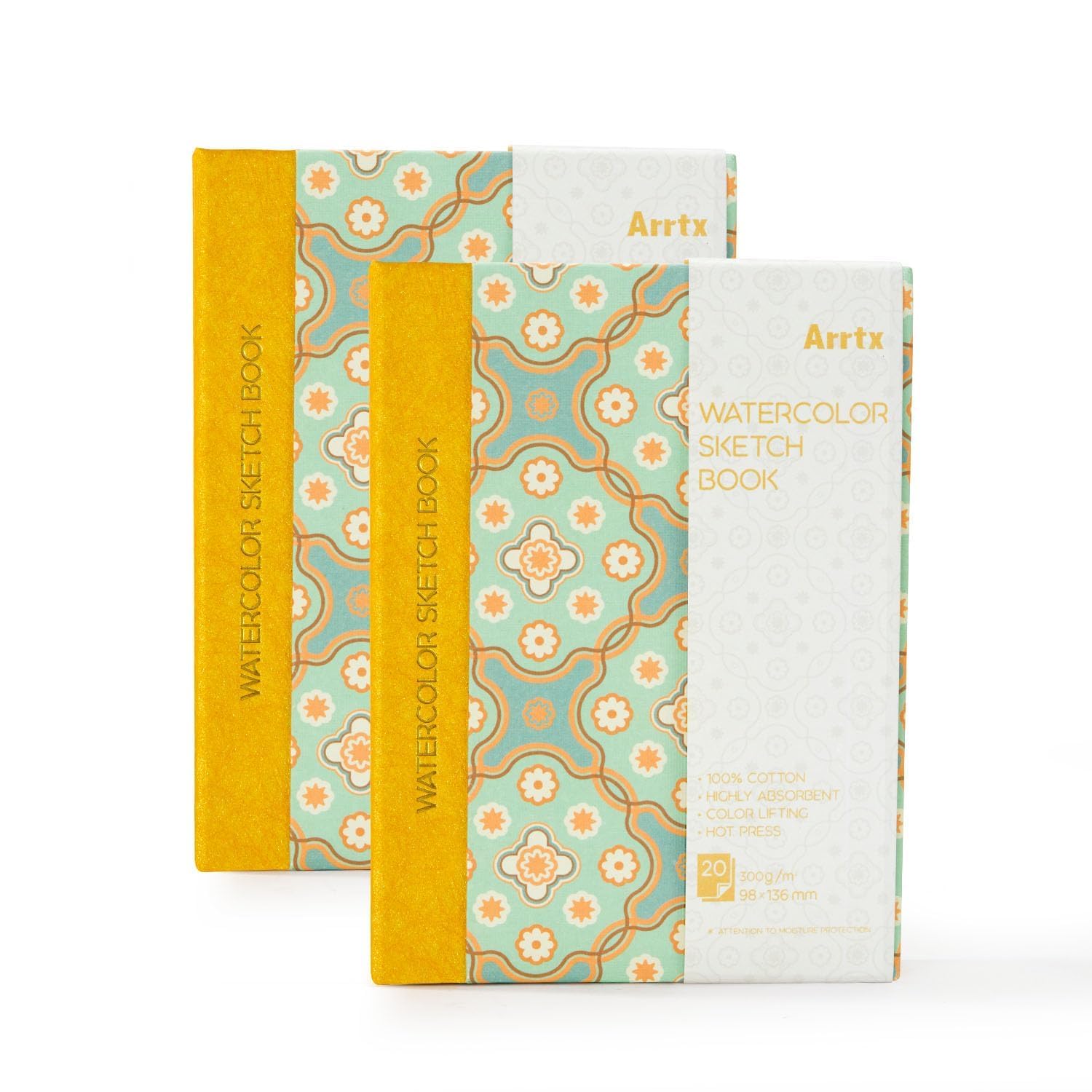 Arrtx Watercolor Sketchbook, 100% Cotton Hot Press Hardcover (2-Pack)