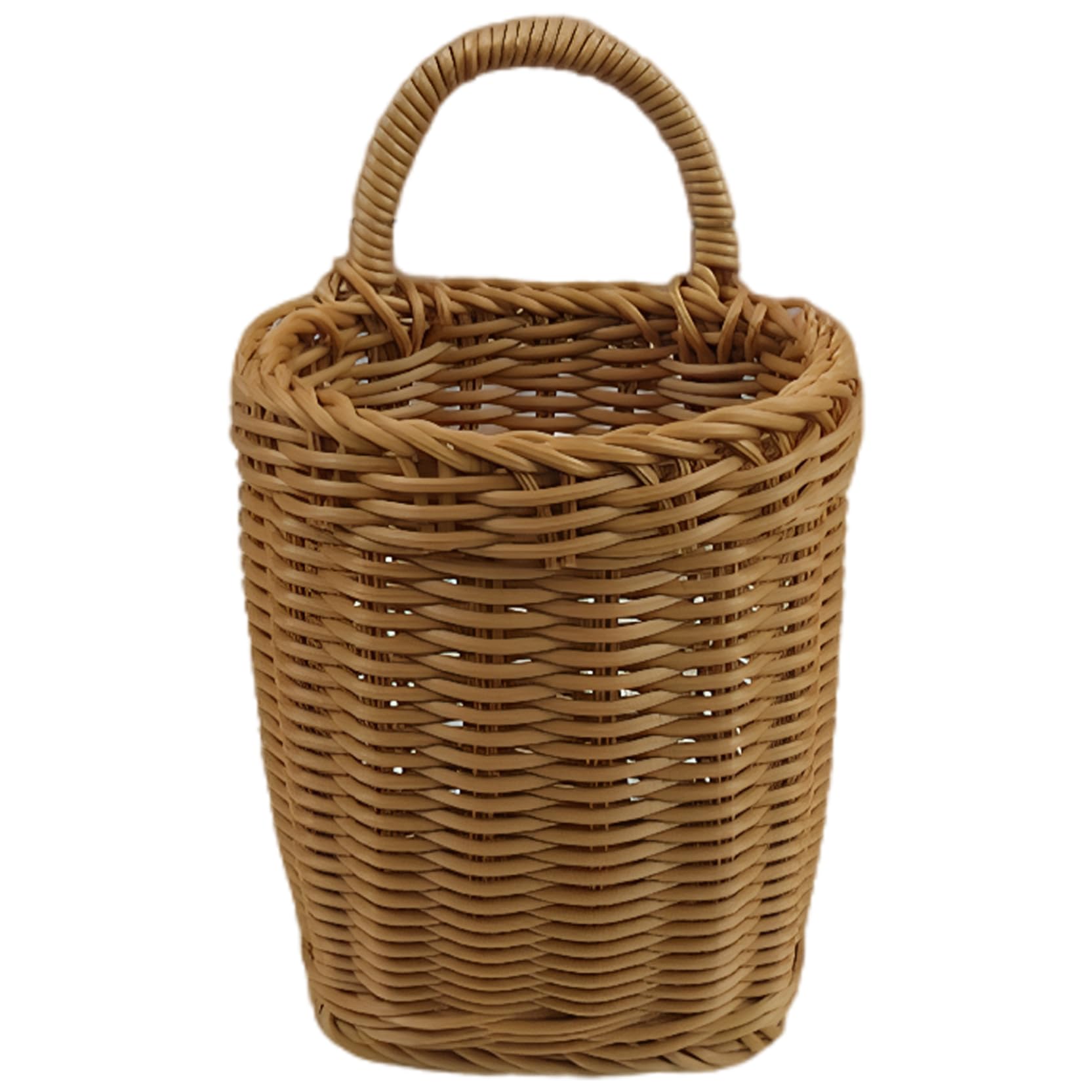 Pineeseatile Wall Hanging Baskets Handmade Rattan Hanging Basket with Handle Woven Wall Decor for Door Garden Farmhouse Home, Basket For