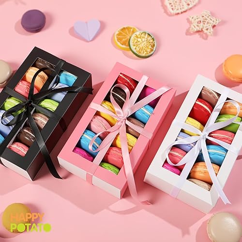 Miniatura 4 de Paquete de 15 cajas de macarrones para 12, 7.2 x 4 x 1.9 pulgadas, cajas de embalaje de macarrones, cajas de macarrón blanco con ventana