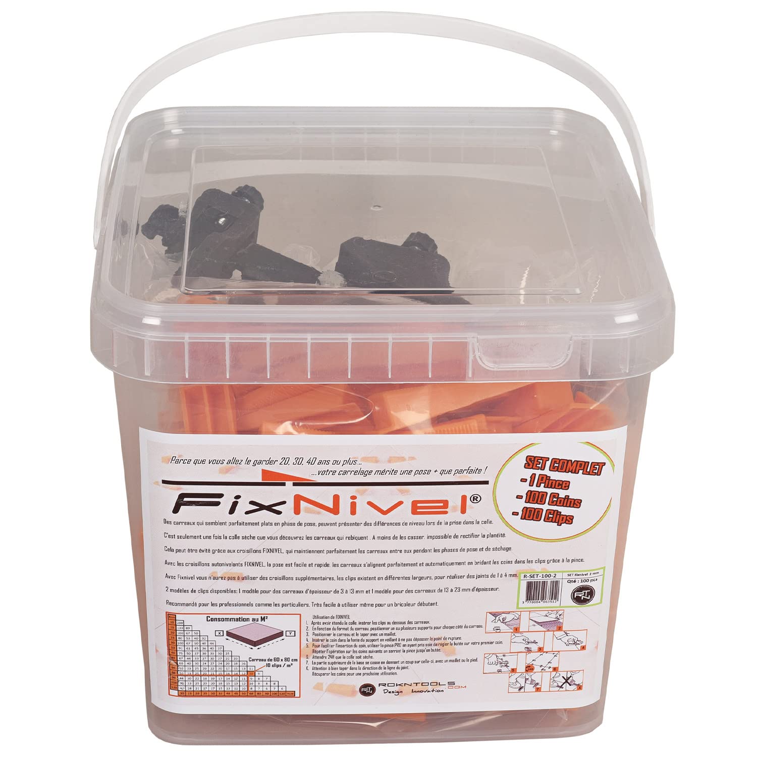 Set complet 100 pièces croisillons autonivelants FIXNIVEL (4 mm)