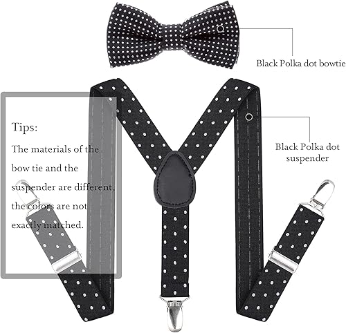 Miniatura 5 de AWAYTR Juego de corbatín con tirantes y tirantes ajustables para niños y niñas