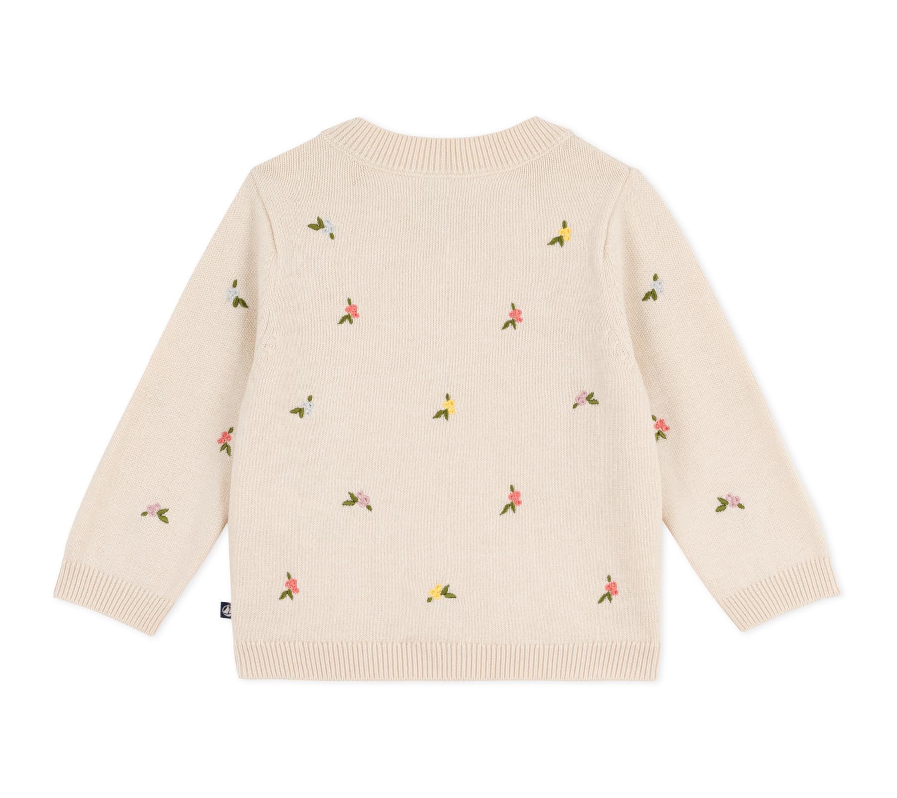 Petit Bateau Sweter dziecięcy z wełny i bawełny z haftowanymi kwiatami