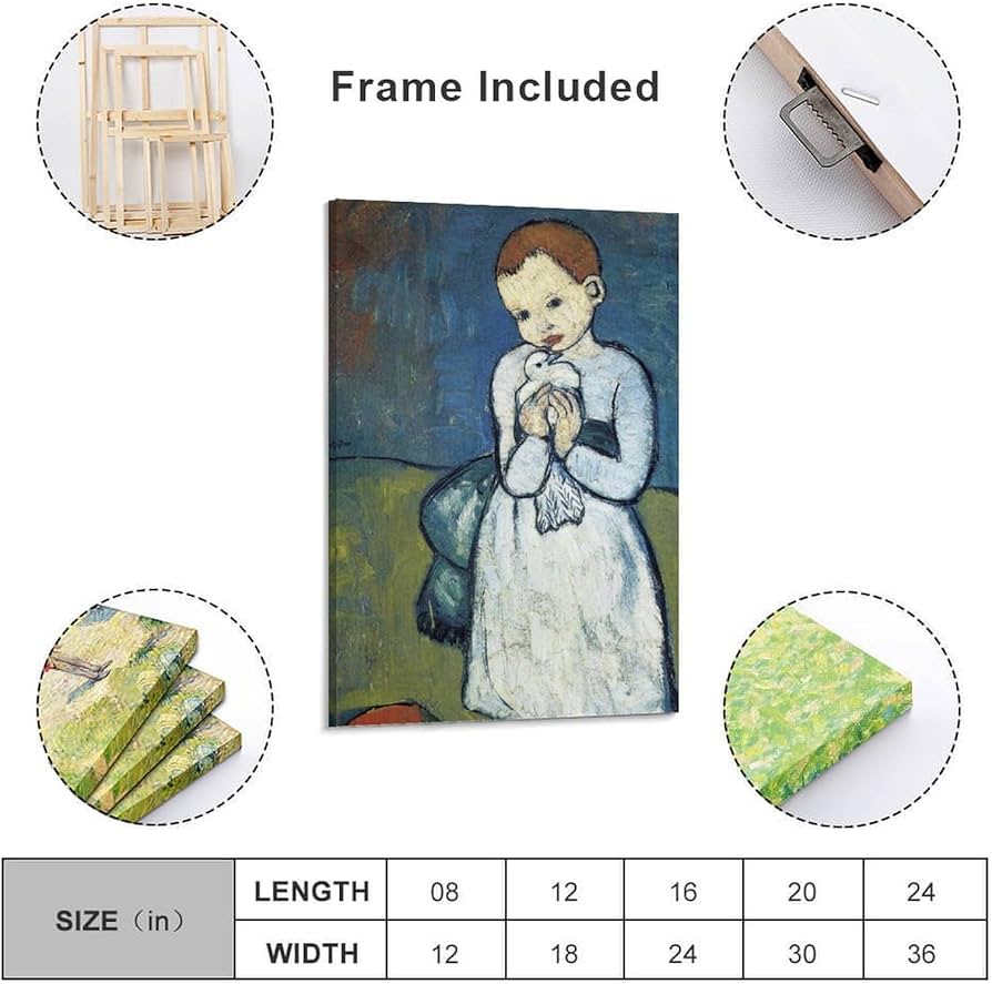 Amazon.co.jp: パブロ・ピカソ鳩を持つ子供絵画 インテリア アート