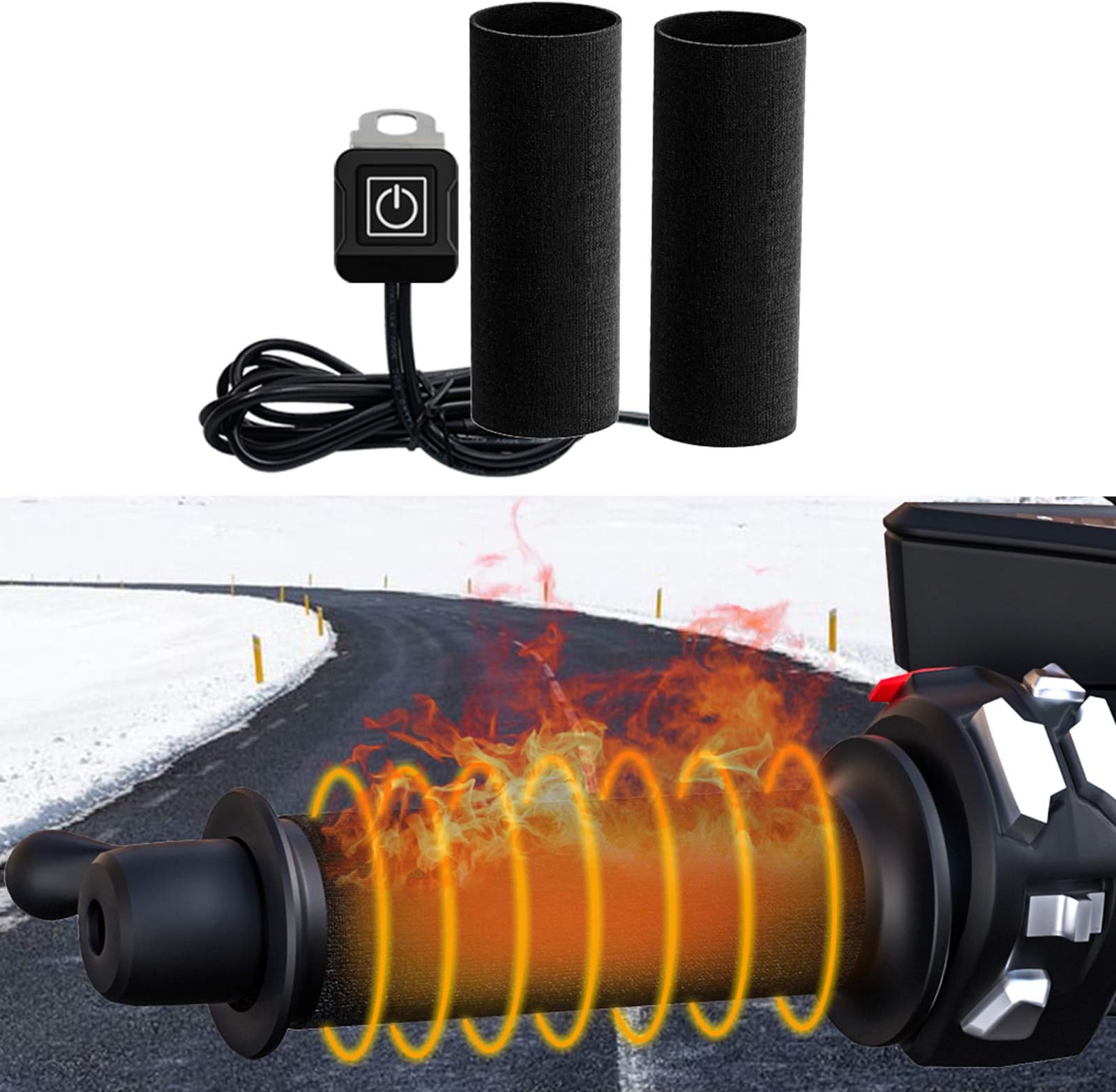 Heated Grips Motorcycle Bicycle Heated Grips Overgrips - Intelligent Three-Level Temperature Control 12V Motorcycle Heated Hand Bar Universal 1 Pair
