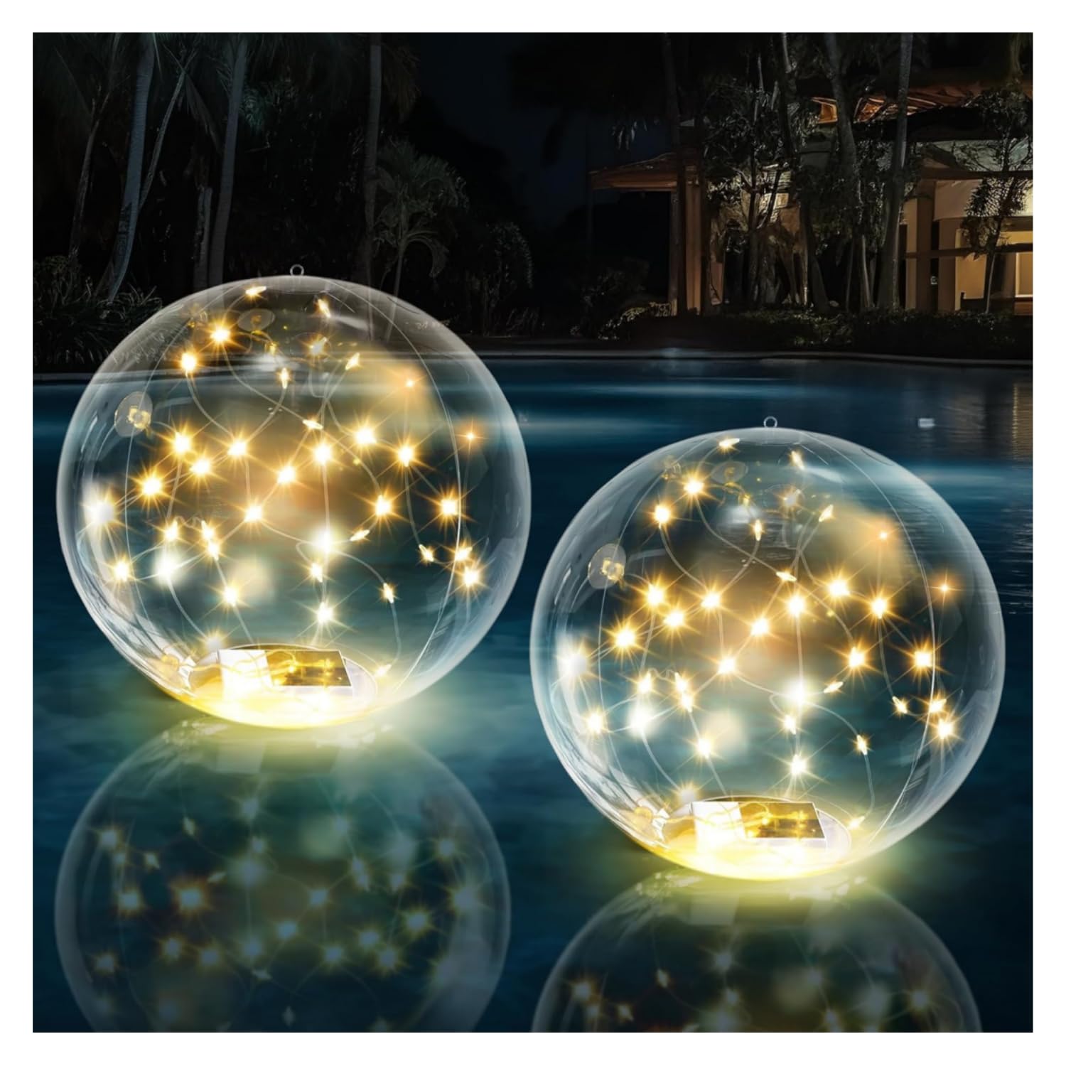 2pcs Lampes Flottantes pour Piscine Solaires, Boules Lumineuses Gonflables (35 cm) Accrochables, Lampes Flottantes pour Piscine avec Télécommande, Lumière Flottante étanche IP68 (Couleur chaude)