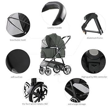 Amazon.co.jp: Kenyone ペット用ベビーカー 3イン1 犬用カート