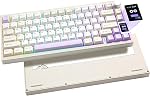 YUNZII AL80 Clavier mécanique sans fil, plein aluminium CNC,Intelligent LCD Affichage, joint d'étanchéité à bascule 75% Mise en page avec Knob, BT/2.4G/USB-C,QMK/VIA Support pour Win/Mac (Noir, Crème de cacao V2 Interrupteur)