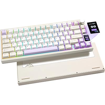 YUNZII AL80 Wireless Mechanical Keyboard,Full Aluminum CNC, Smart LCD Display,Hot Swappable Gasket Mount 75% Layout with Knob,BT/2.4G/USB-C,QMK/VIA Support for Win/Mac (Beige, Gateron Zero Switch)