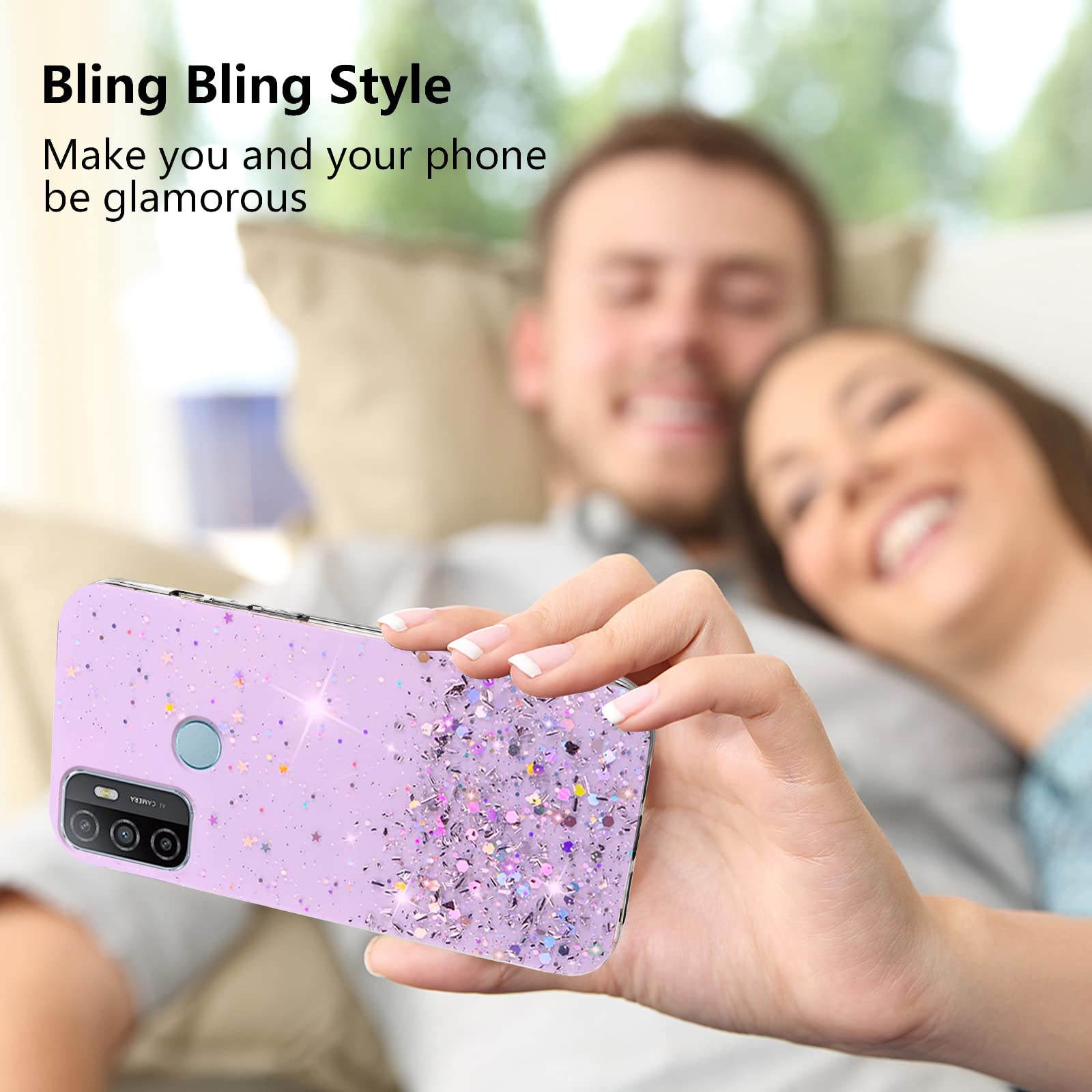 HONLEN Custodia per OPPO A53 / OPPO A53s (6.5 Inches), Cover Morbida in Silicone TPU, Design del Telaio Galvanico - Rosa
