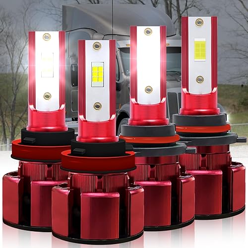 IVBDQV Bombillas LED para faros delanteros PETERBILT 388 389 367 567 579 587 camiones, 9005HB3 de haz alto+H11H9 de haz bajo, 500% de brillo, 80 W,