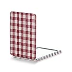 OMIRO Compact Mirror, Unique Plaid Pattern PU Leather 1X/3X Magnification, Ultra Portable for Purses, 2.4 W x 3.4 L, Red Plaid