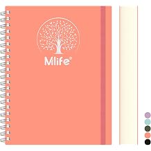 Mlife B5 Notebook,300 Pages Spiral Notebook B5,PVC Hardcover with Tree of Life Print, 100g/M  Inkproof Paper, Expandable Pockets, Elastic Bands, for Women, Men, 17.7 x 25cm - Pink